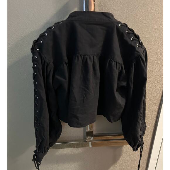 Re/Done Black Pirate Keyhole Mock Neck Top Size S - Picture 3 of 7